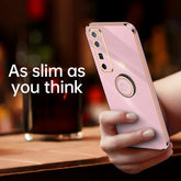 XINLI Straight Edge 6D Electroplate TPU Phone Case with Ring Holder